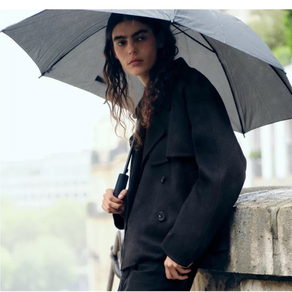 Zara Black Double-Breasted wool Jacket - Picture 3 of 15